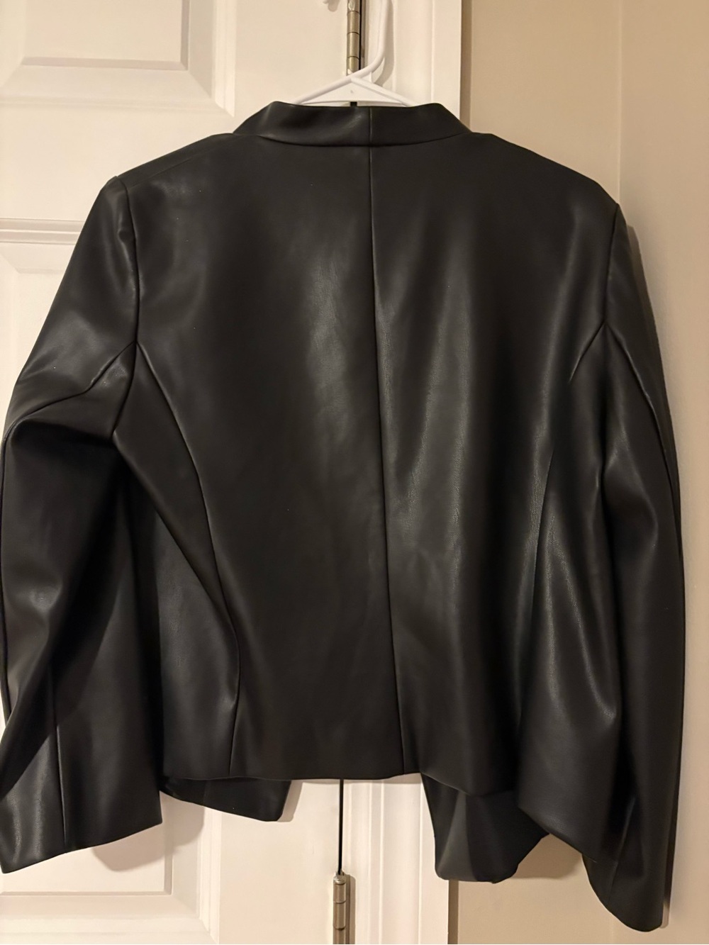 Ann Taylor Black Faux Leather Open-Front Blazer - Picture 2 of 3